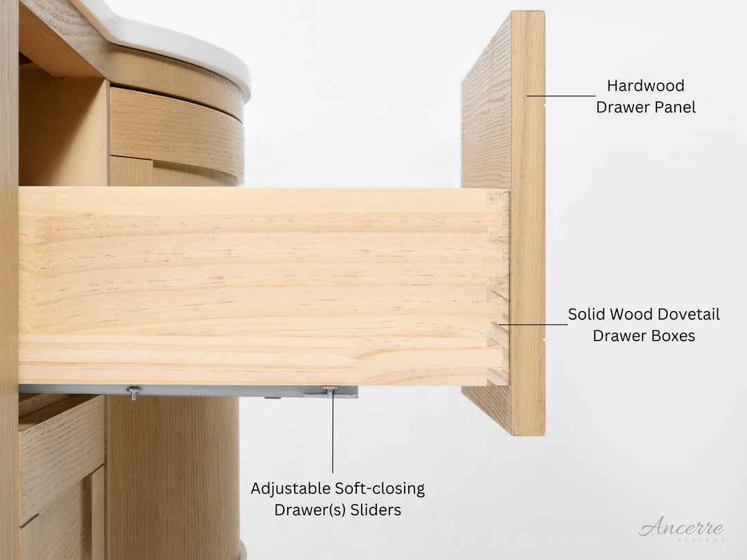 Lauren 42" & 48" Bathroom Vanity Set - Solid Wood & Marble Top