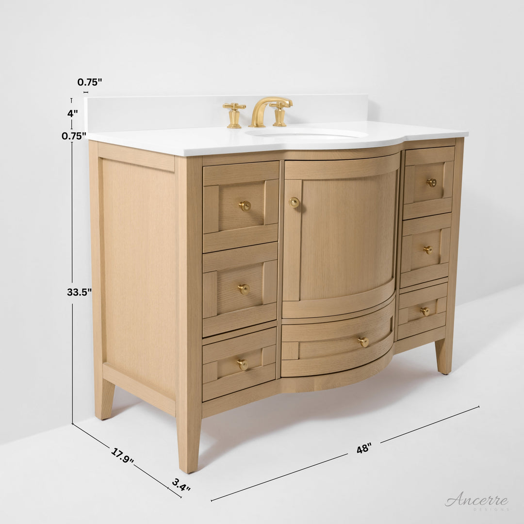 Lauren 42" & 48" Bathroom Vanity Set - Solid Wood & Marble Top