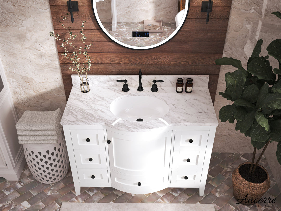 Lauren 42" & 48" Bathroom Vanity Set - Solid Wood & Marble Top