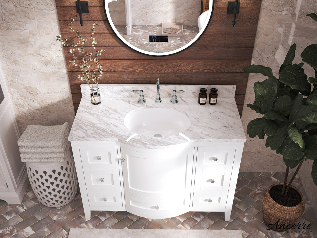 Lauren 42" & 48" Bathroom Vanity Set - Solid Wood & Marble Top
