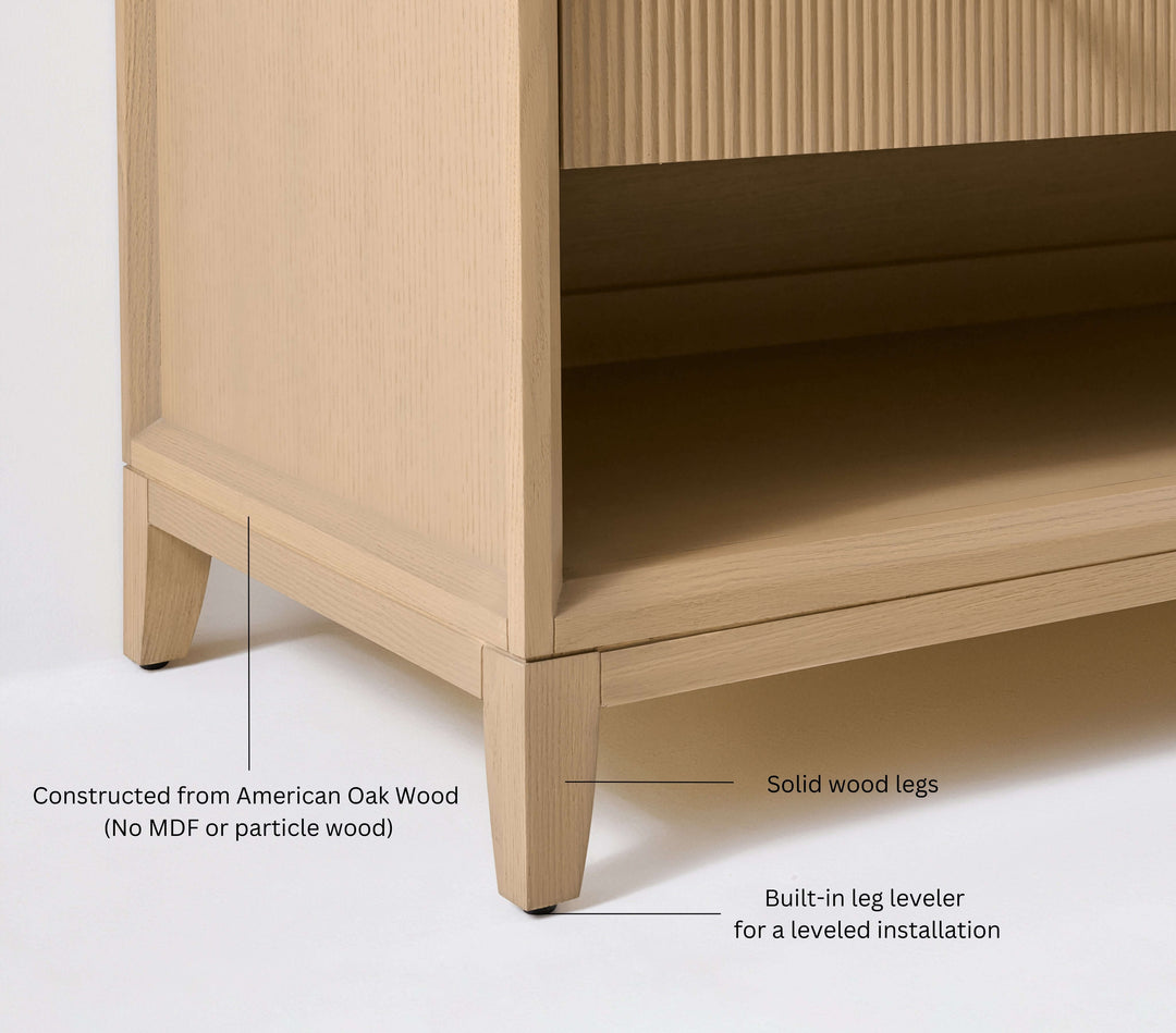 Momo Modern Oak Vanity with White Quartz Top & Gold Knobs