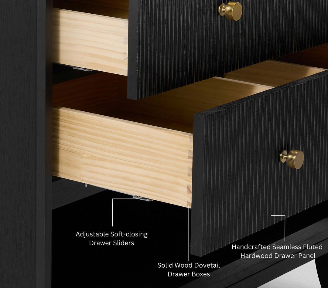 Momo Modern Oak Vanity with White Quartz Top & Gold Knobs