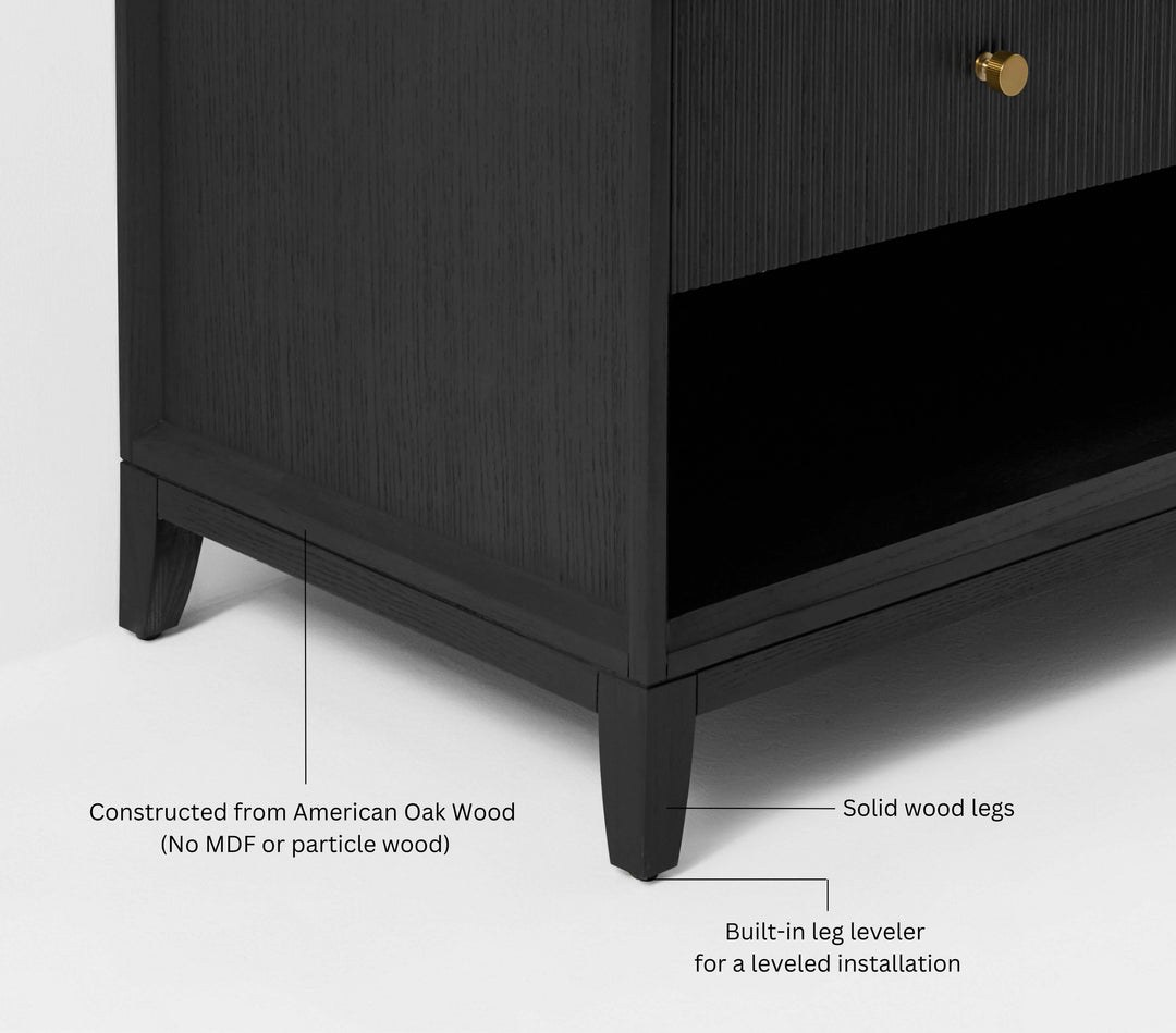 Momo Modern Oak Vanity with White Quartz Top & Gold Knobs