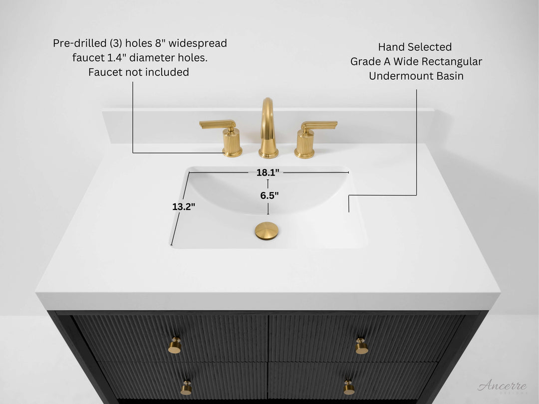 Momo Modern Oak Vanity with White Quartz Top & Gold Knobs