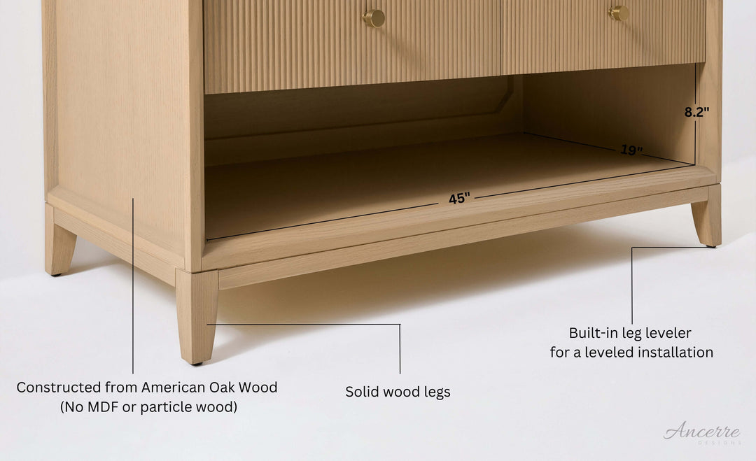 Momo Modern Oak Vanity with White Quartz Top & Gold Knobs