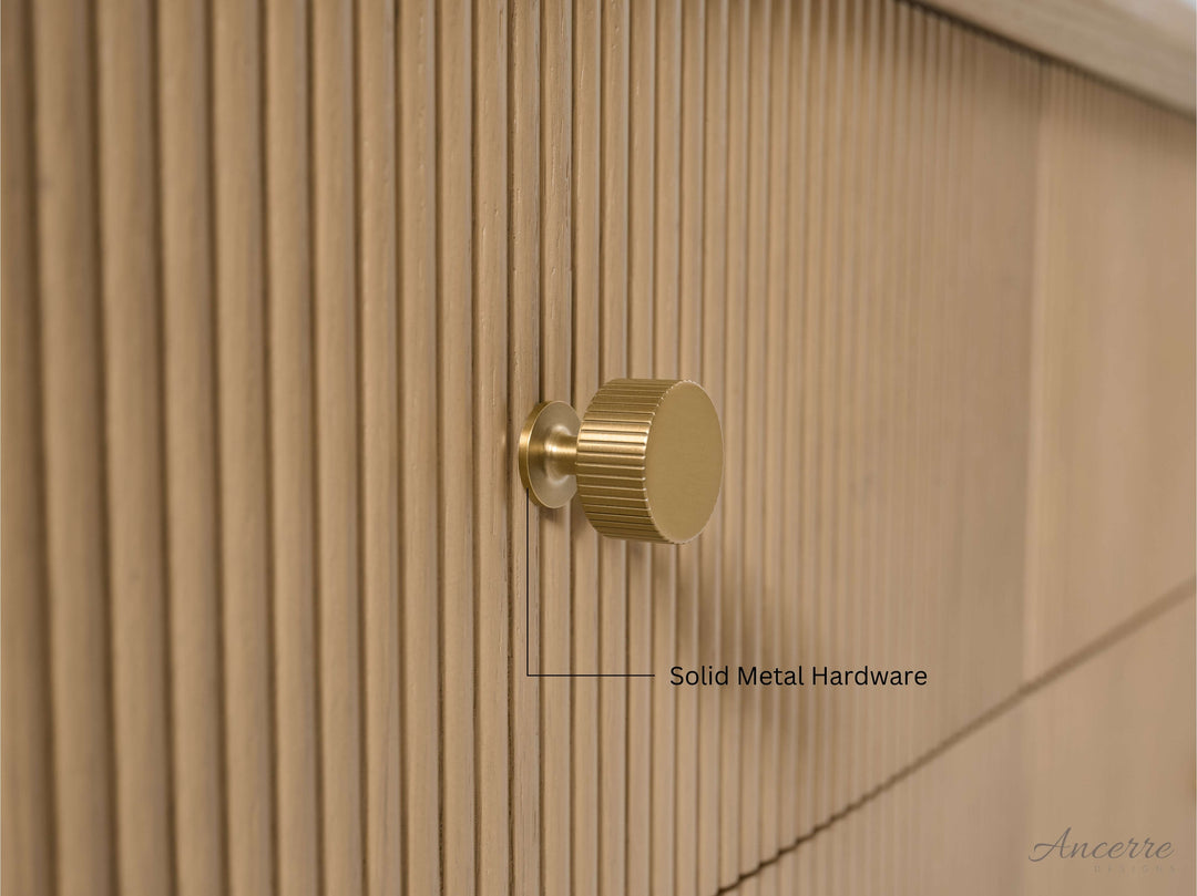 Momo Modern Oak Vanity with White Quartz Top & Gold Knobs