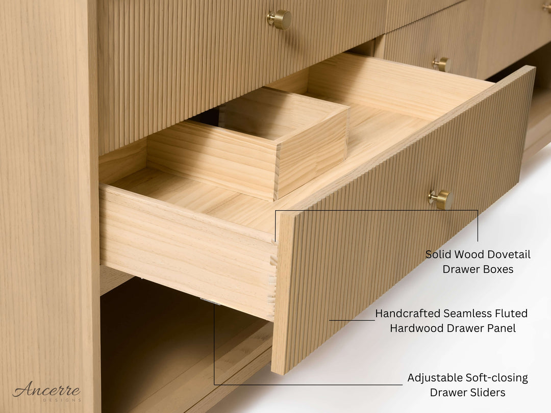 Momo Modern Oak Vanity with White Quartz Top & Gold Knobs