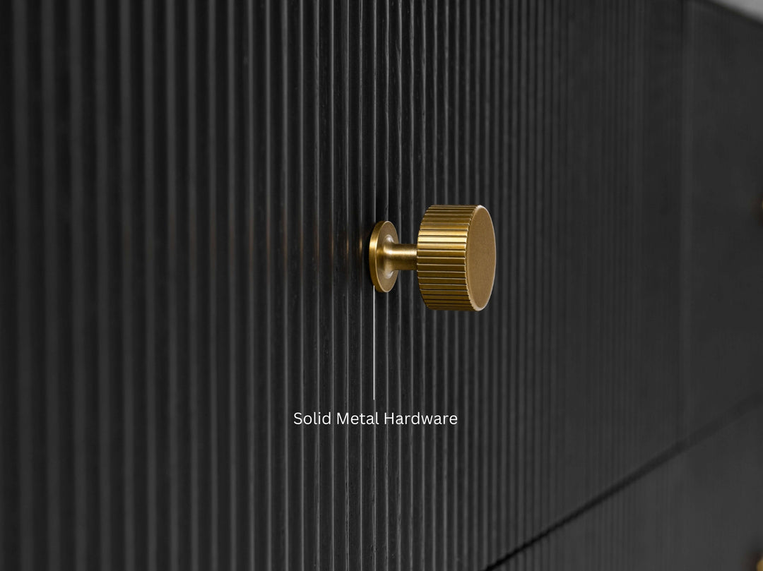 Momo Modern Oak Vanity with White Quartz Top & Gold Knobs