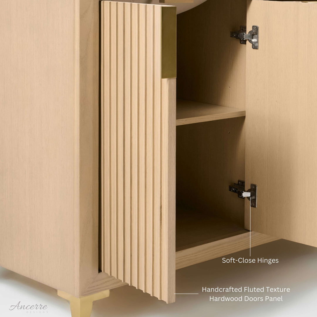 Turlington Oak Vanity with White Quartz Top & Gold Hardware