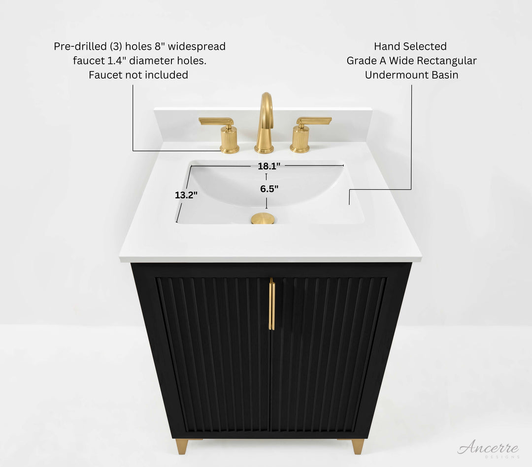 Turlington Oak Vanity with White Quartz Top & Gold Hardware