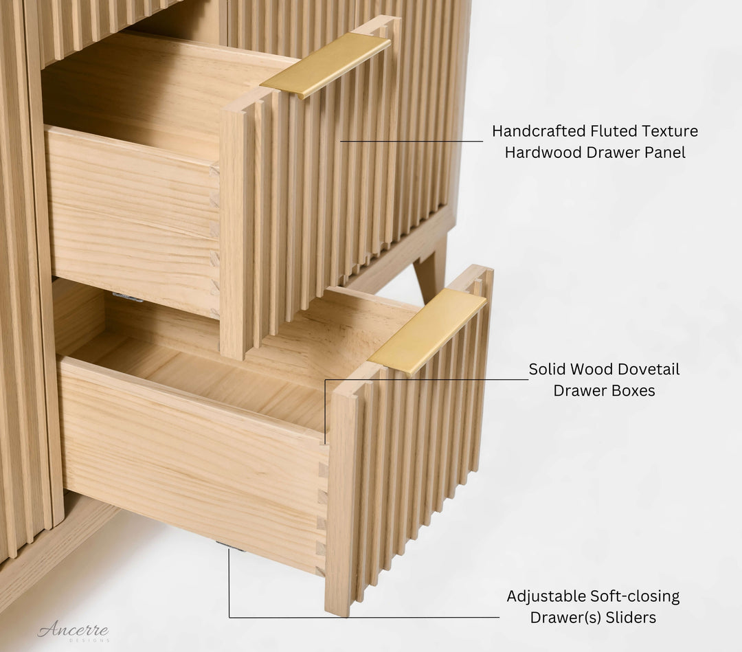 Turlington Oak Vanity with White Quartz Top & Gold Hardware