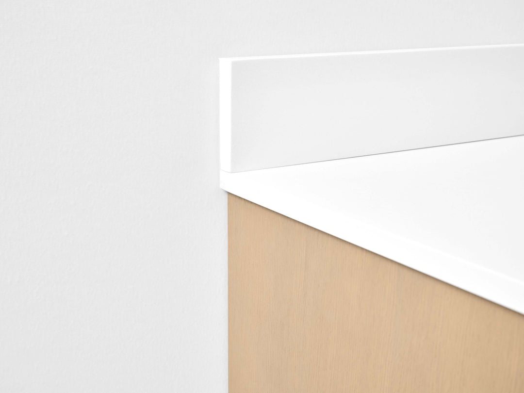 Turlington Oak Vanity with White Quartz Top & Gold Hardware