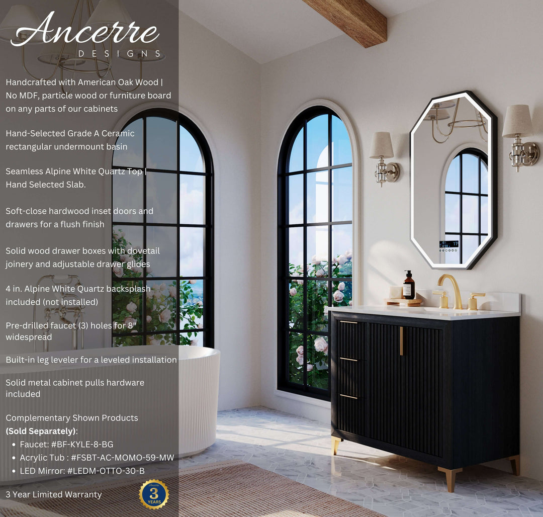 Turlington Oak Vanity with White Quartz Top & Gold Hardware