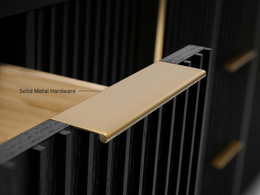 Turlington Oak Vanity with White Quartz Top & Gold Hardware