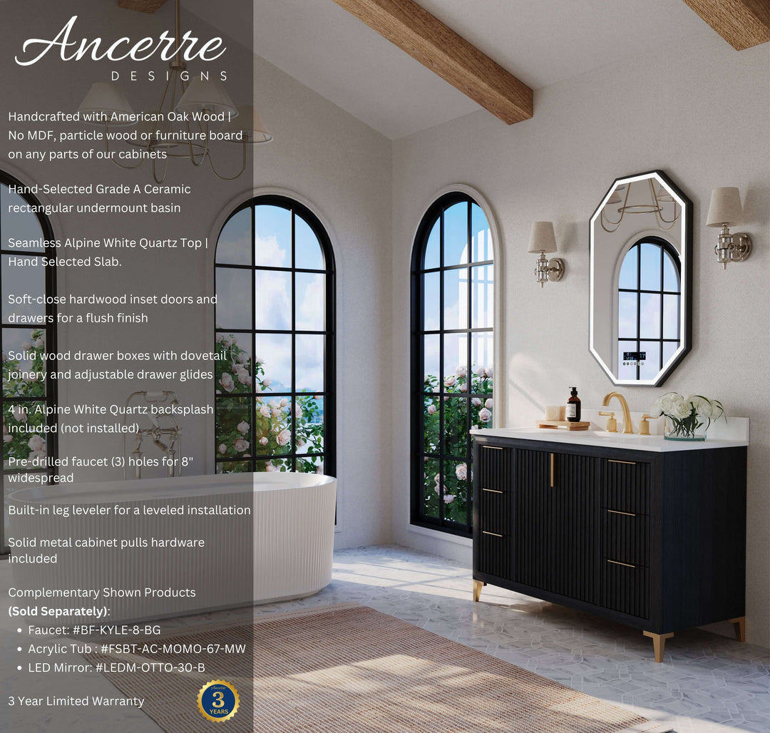 Turlington Oak Vanity with White Quartz Top & Gold Hardware