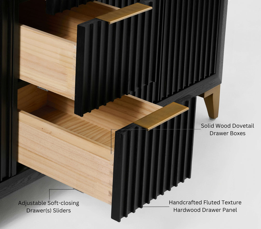 Turlington Oak Vanity with White Quartz Top & Gold Hardware