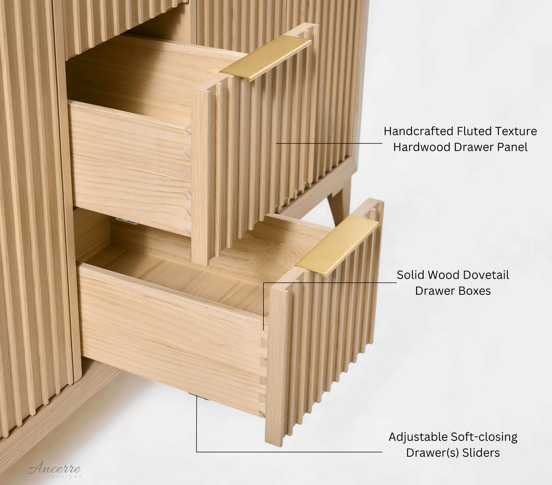 Turlington Oak Vanity with White Quartz Top & Gold Hardware