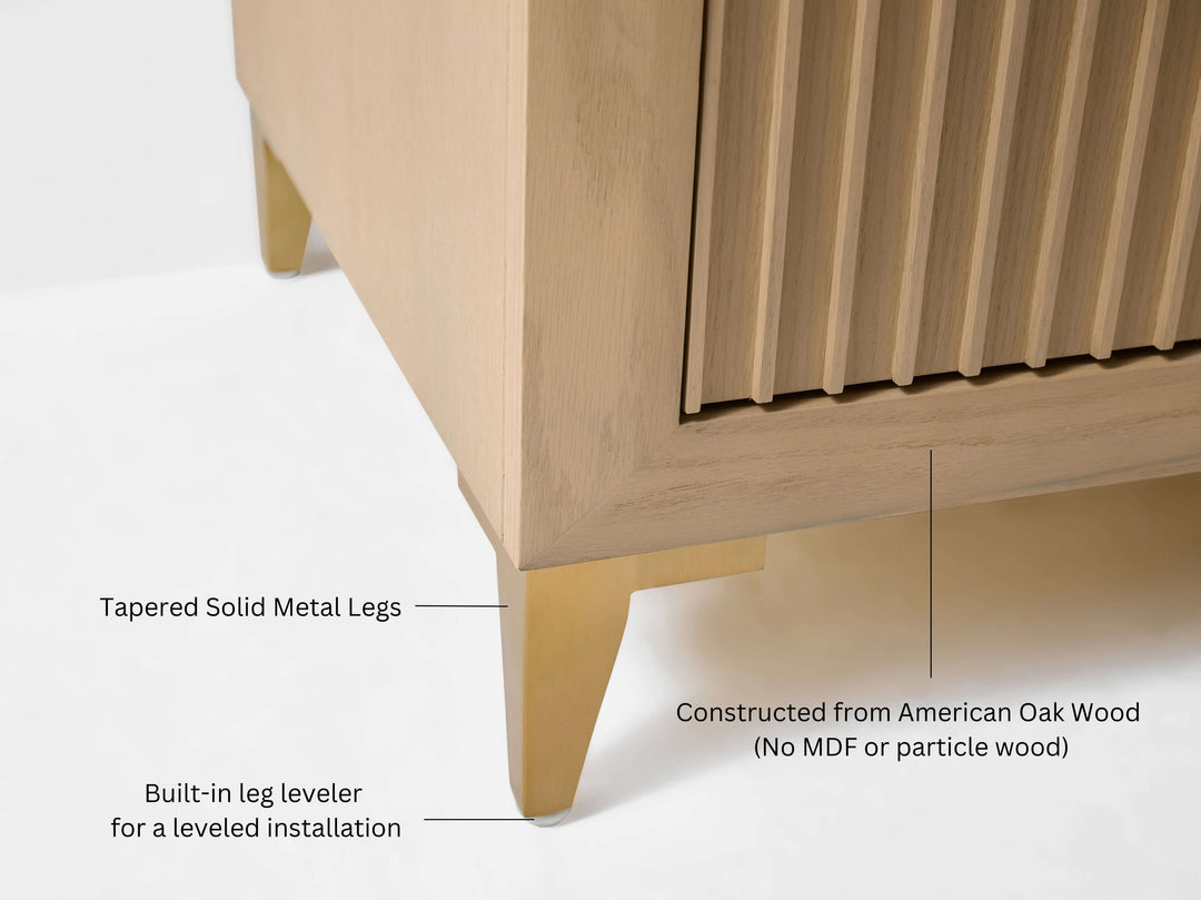 Turlington Oak Vanity with White Quartz Top & Gold Hardware
