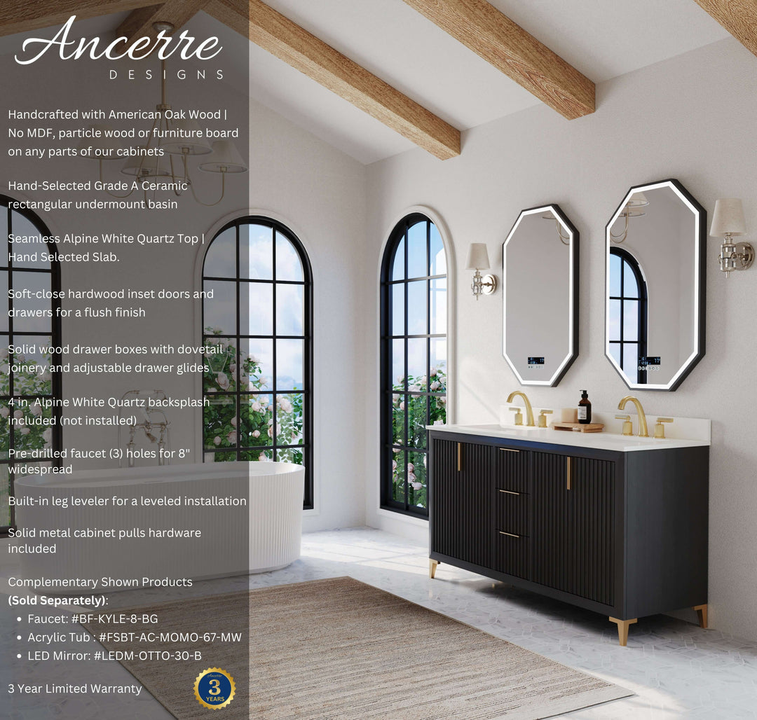 Turlington Oak Vanity with White Quartz Top & Gold Hardware