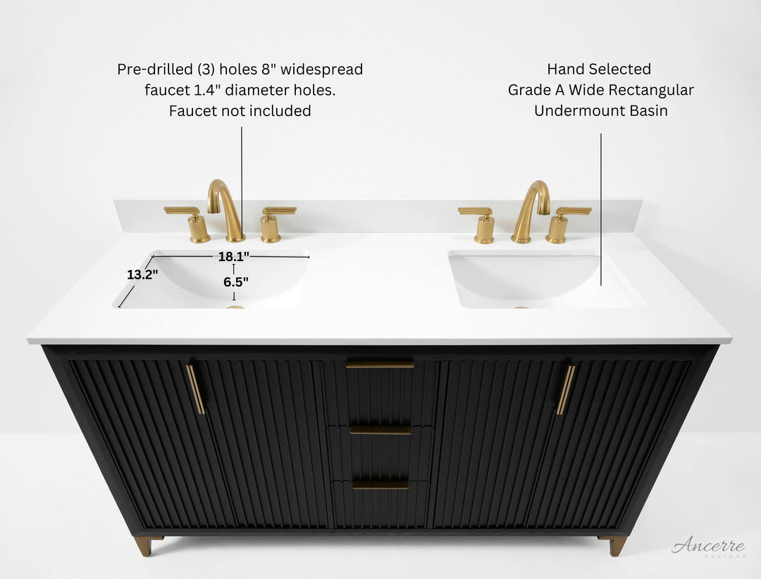 Turlington Oak Vanity with White Quartz Top & Gold Hardware