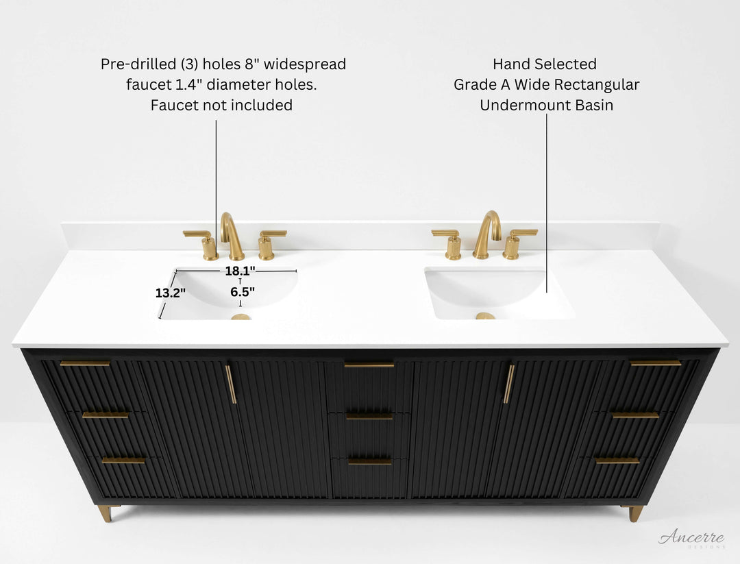 Turlington Oak Vanity with White Quartz Top & Gold Hardware