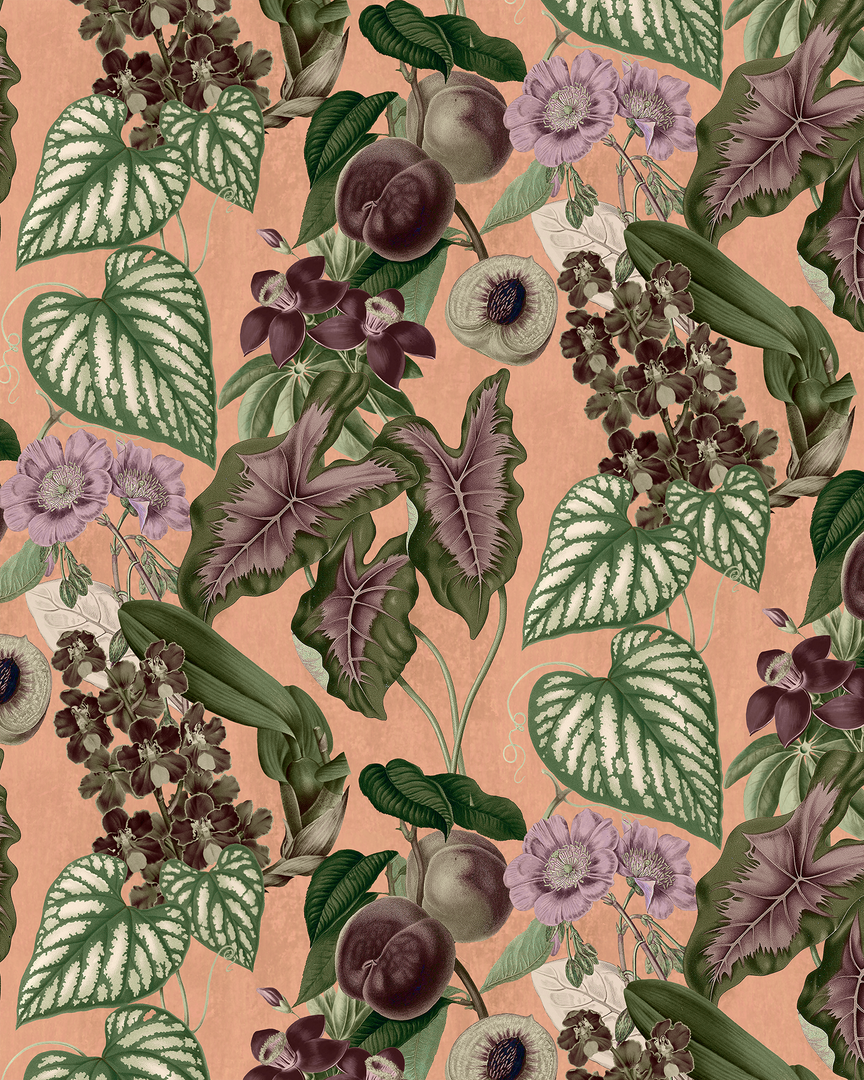 Cali Tropicale Botanical Wallpaper – Peach & Green | Peel & Stick or Traditional Paste