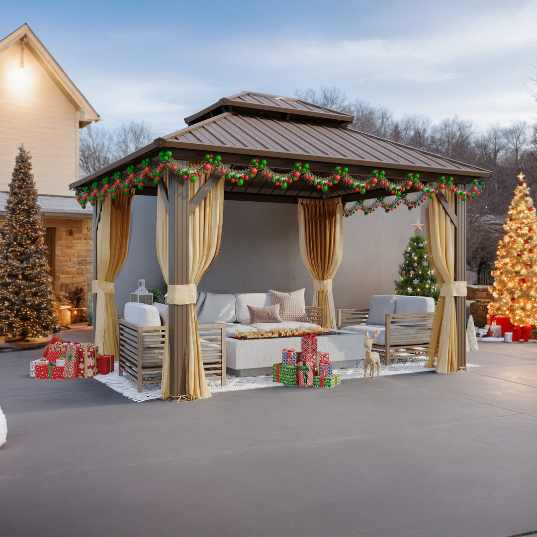 10X12 Hardtop Grill Gazebo with Netting and Sides