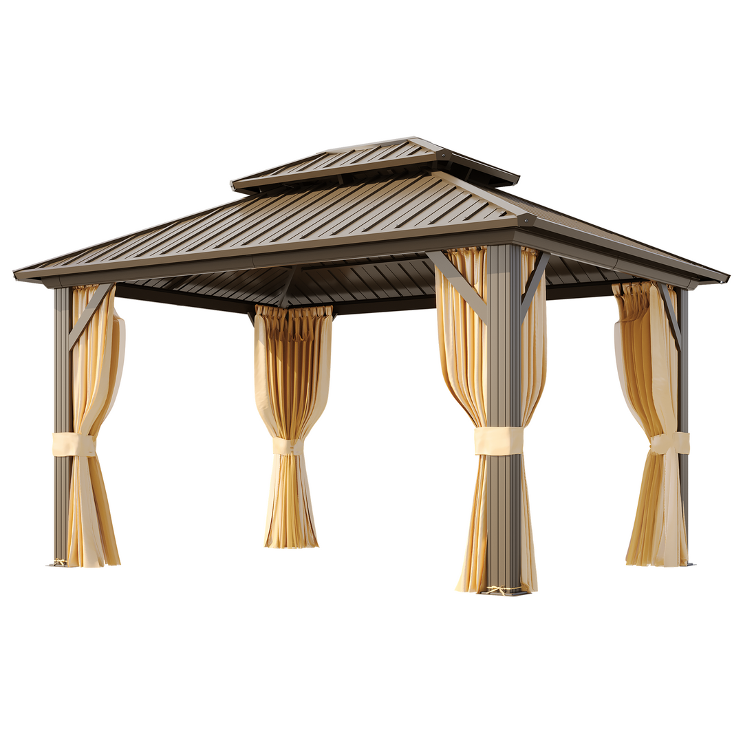 10X12 Hardtop Grill Gazebo with Netting and Sides