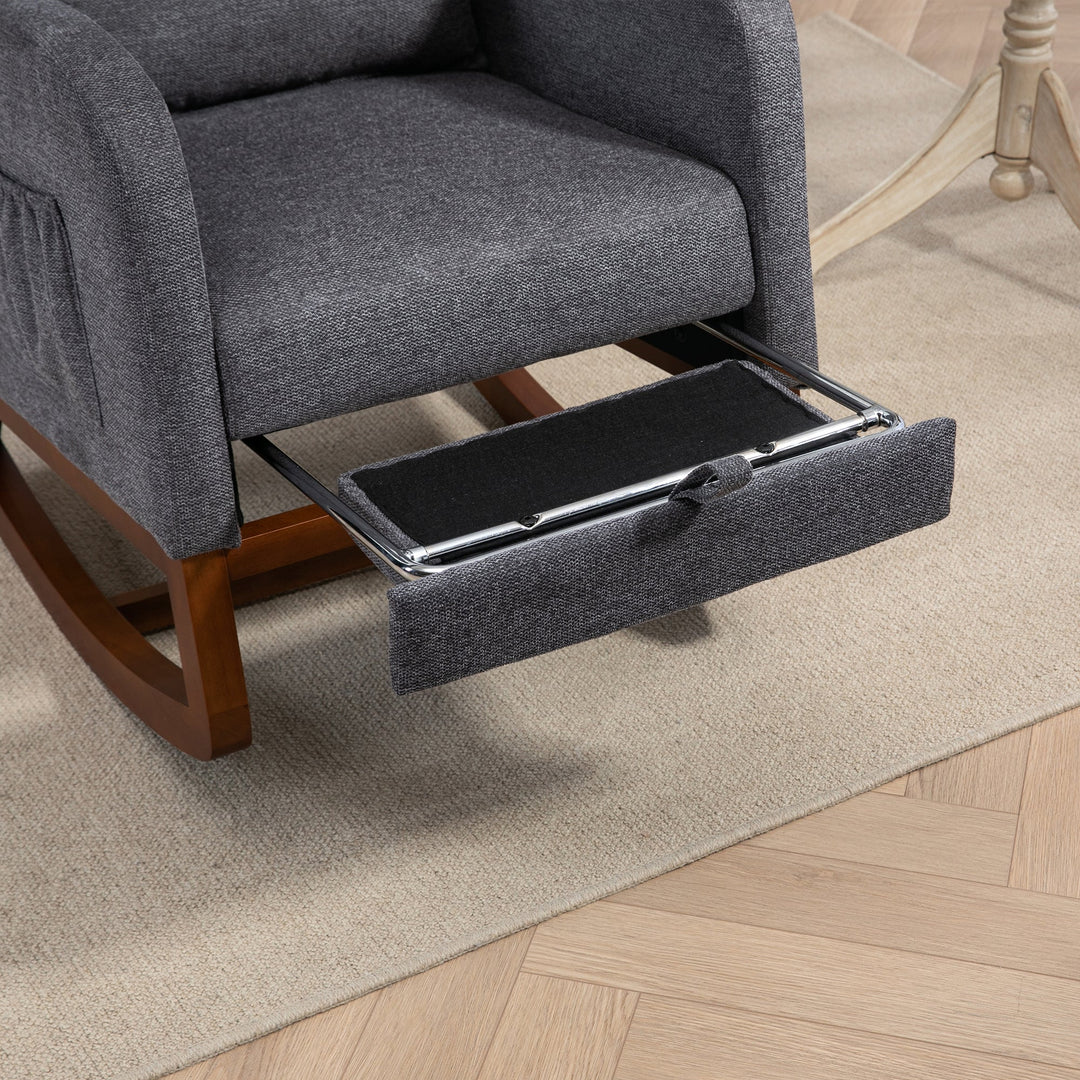 25.4" Modern Nursery Rocking Chair with Footrest, Charcoal