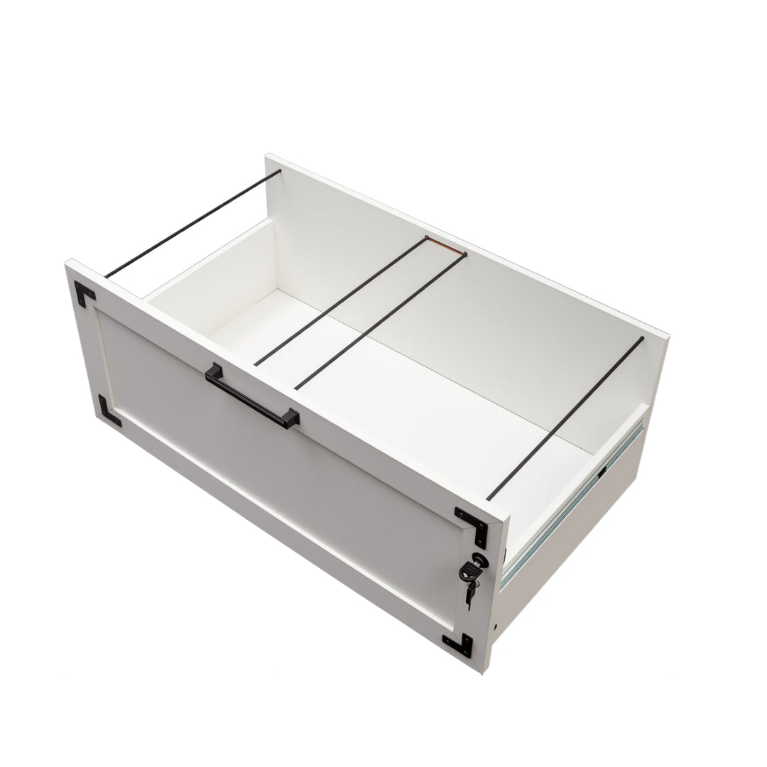 2-Drawer White Farmhouse File Cabinet with Lock