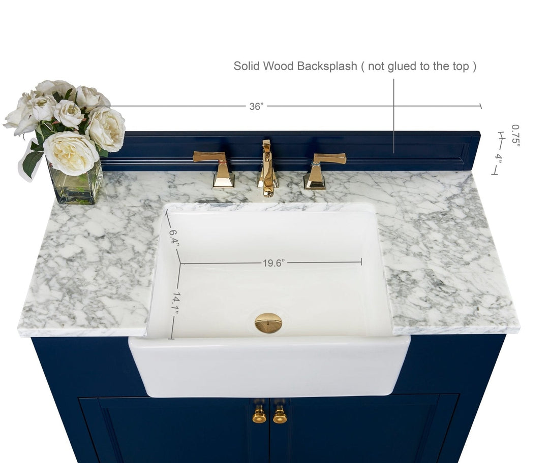 Adeline Farmhouse Vanity with Carrara Marble Top & Apron Sink