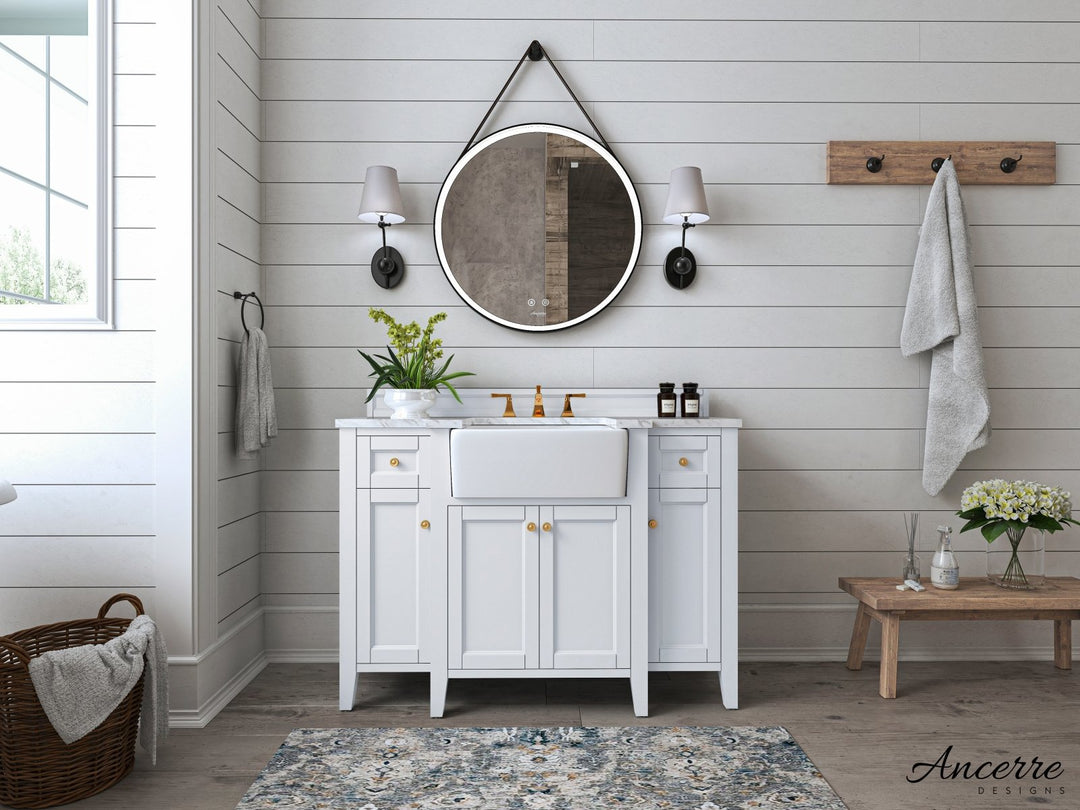 Adeline Farmhouse Vanity with Carrara Marble Top & Apron Sink