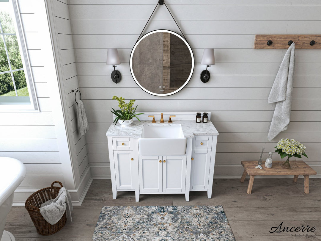 Adeline Farmhouse Vanity with Carrara Marble Top & Apron Sink