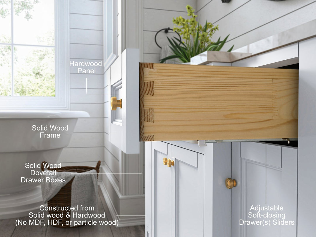 Adeline Farmhouse Vanity with Carrara Marble Top & Apron Sink