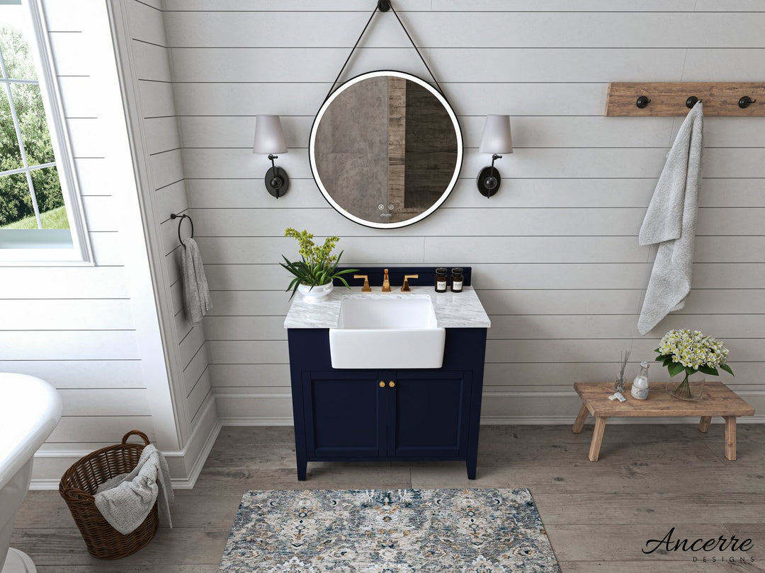 Adeline Farmhouse Vanity with Carrara Marble Top & Apron Sink