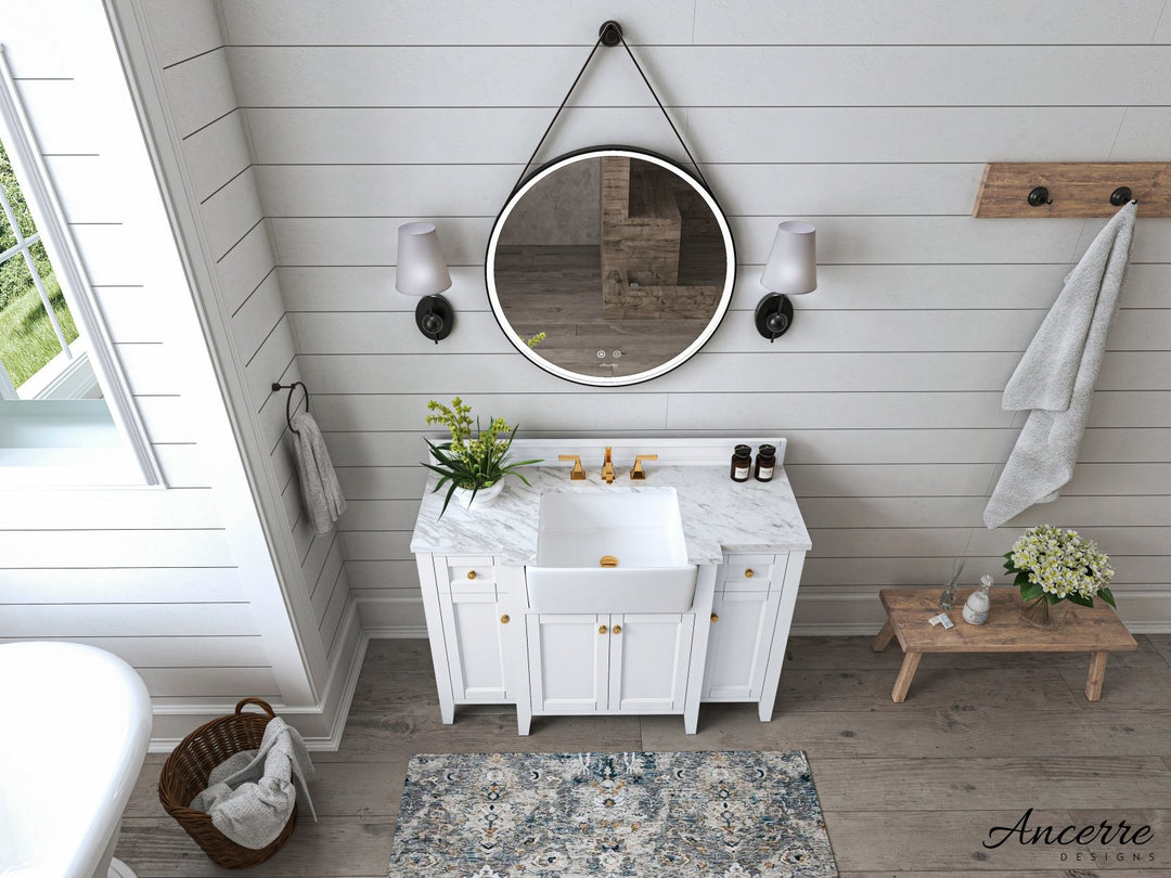 Adeline Farmhouse Vanity with Carrara Marble Top & Apron Sink
