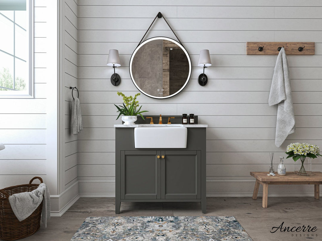 Adeline Farmhouse Vanity with Carrara Marble Top & Apron Sink