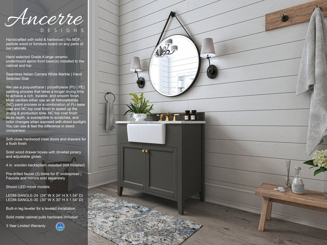 Adeline Farmhouse Vanity with Carrara Marble Top & Apron Sink