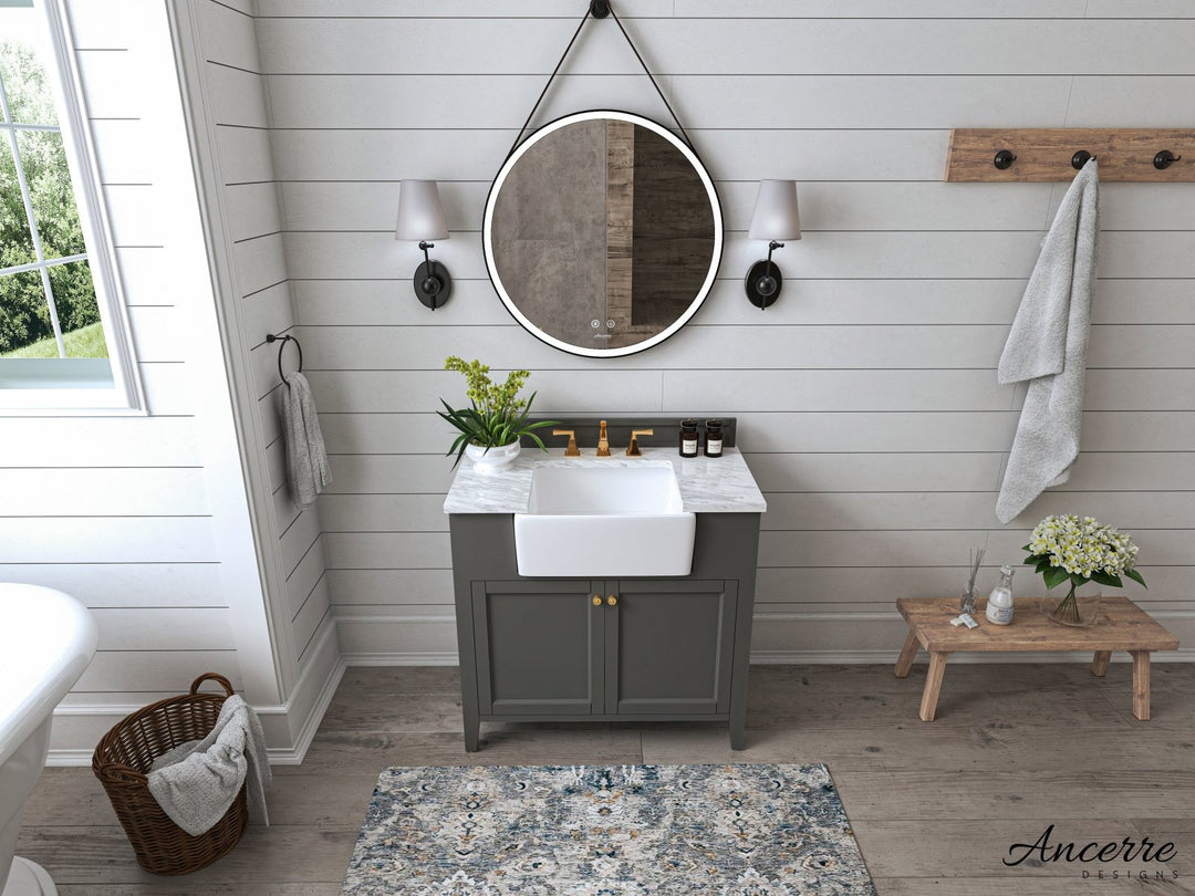 Adeline Farmhouse Vanity with Carrara Marble Top & Apron Sink