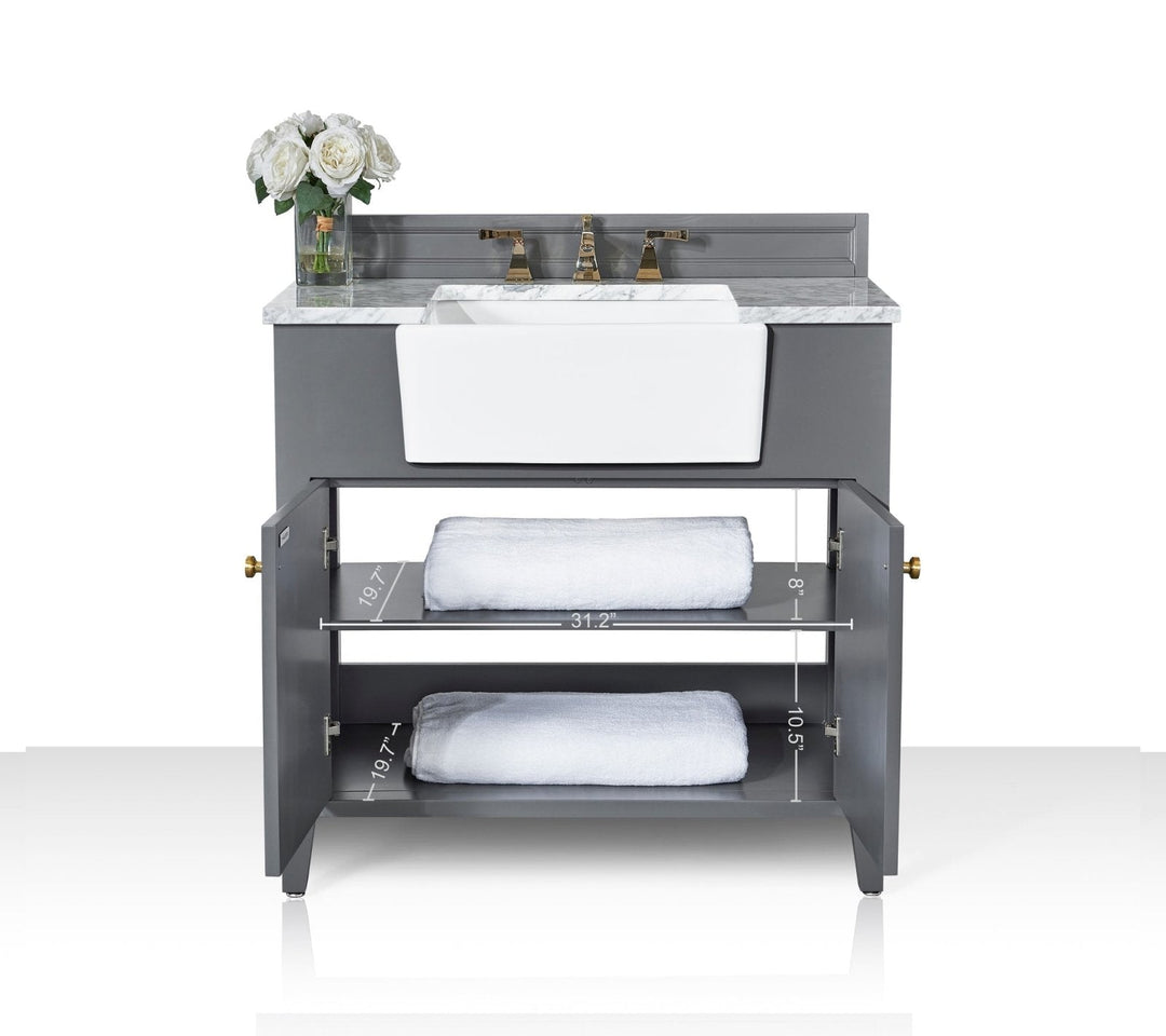 Adeline Farmhouse Vanity with Carrara Marble Top & Apron Sink