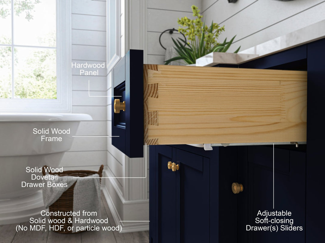 Adeline Farmhouse Vanity with Carrara Marble Top & Apron Sink