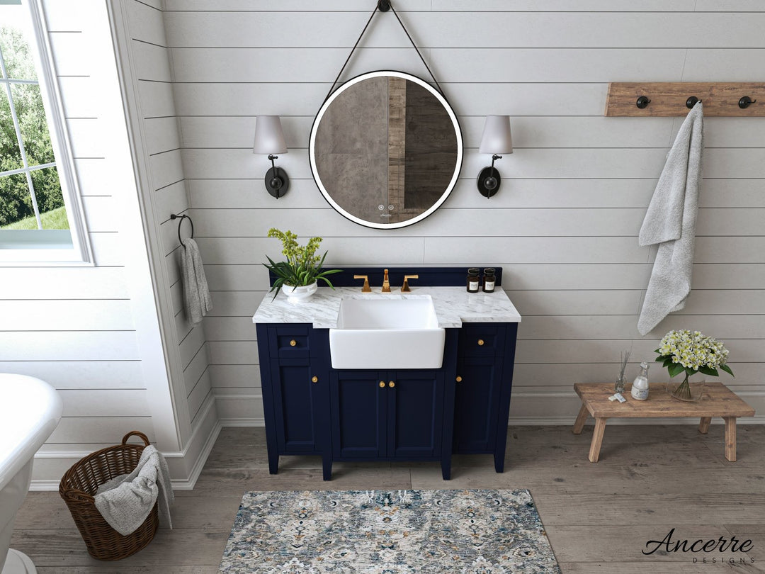 Adeline Farmhouse Vanity with Carrara Marble Top & Apron Sink