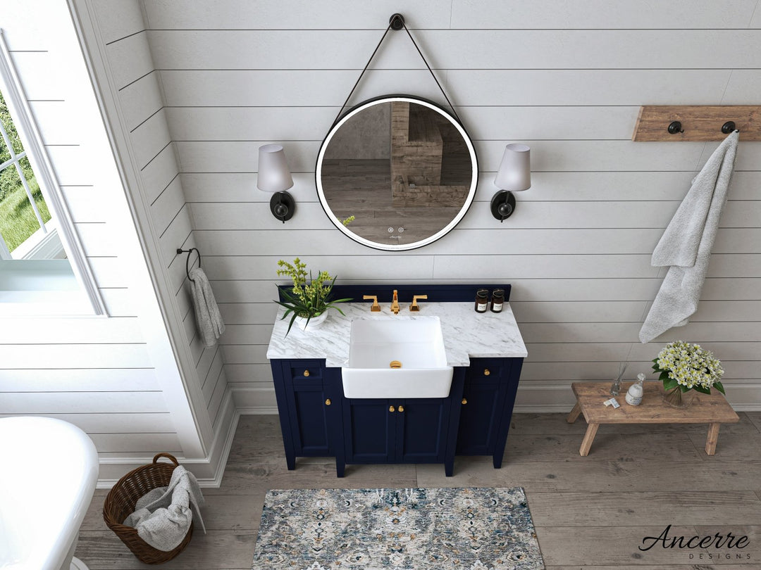 Adeline Farmhouse Vanity with Carrara Marble Top & Apron Sink