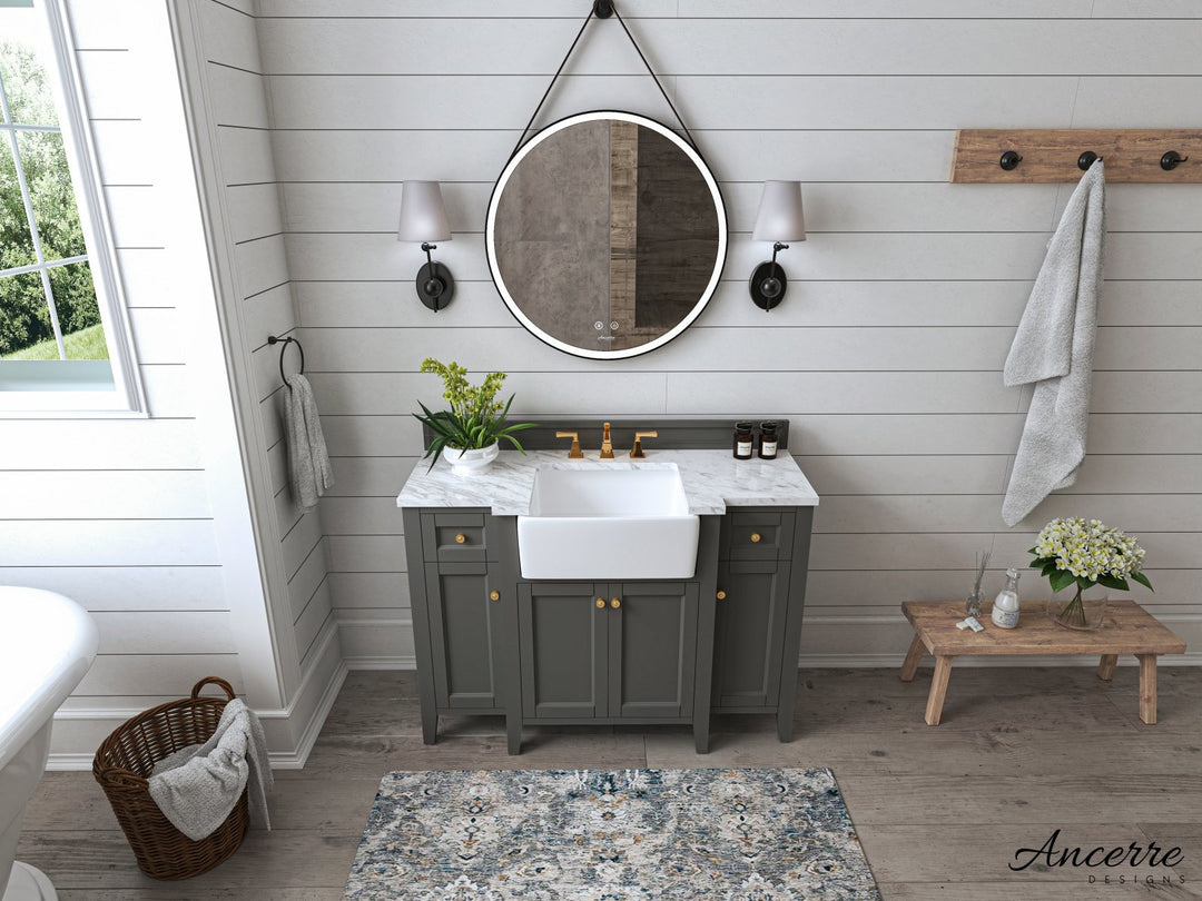 Adeline Farmhouse Vanity with Carrara Marble Top & Apron Sink