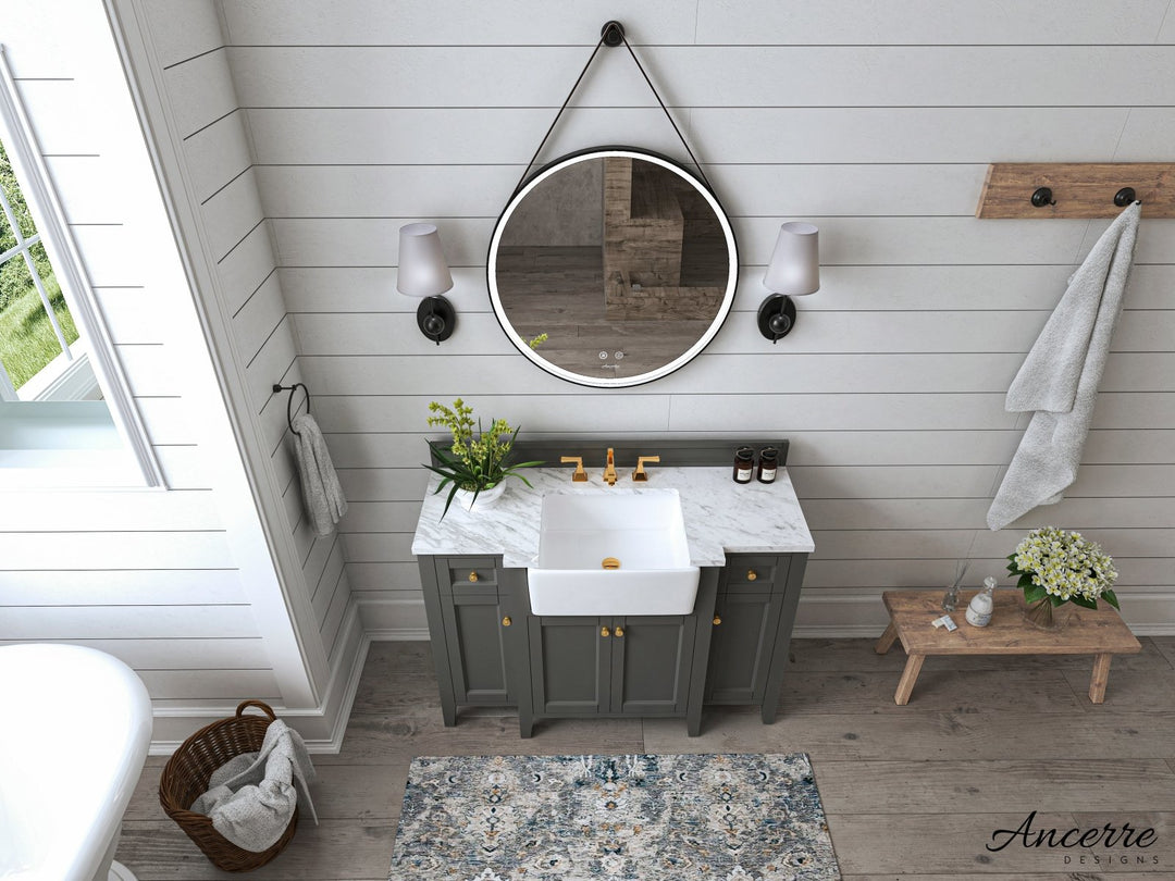 Adeline Farmhouse Vanity with Carrara Marble Top & Apron Sink