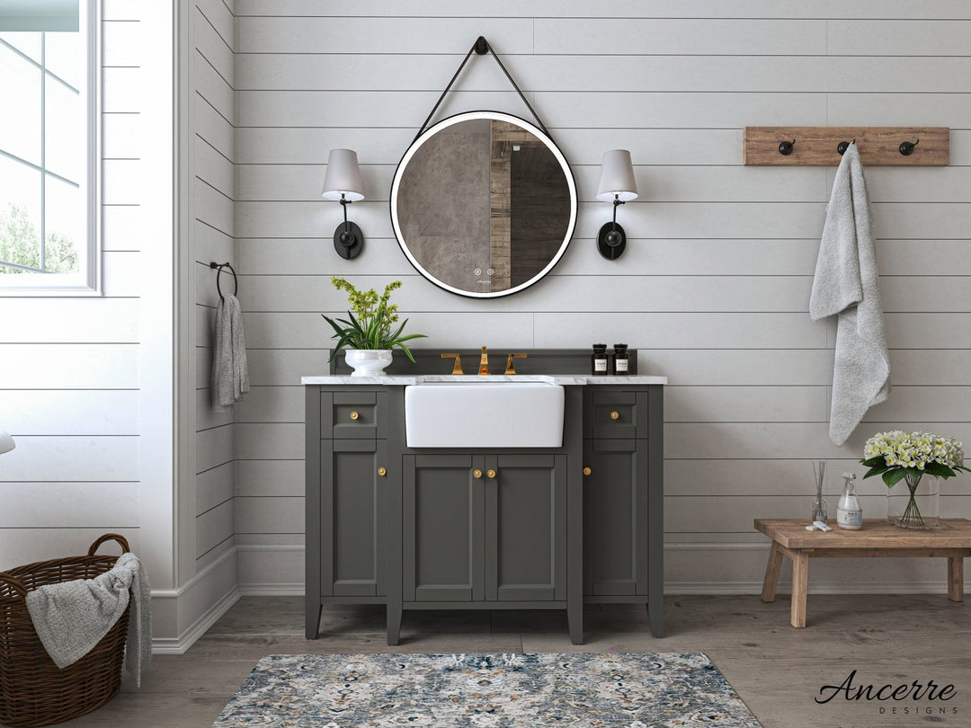 Adeline Farmhouse Vanity with Carrara Marble Top & Apron Sink