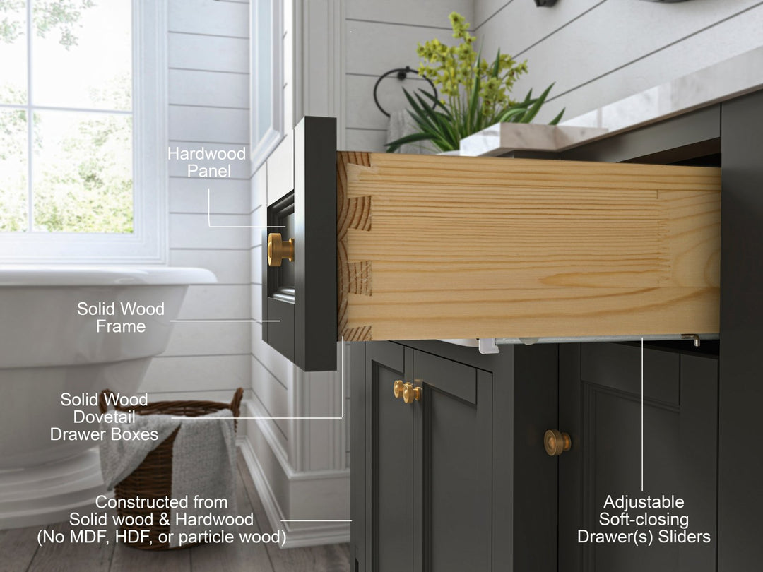 Adeline Farmhouse Vanity with Carrara Marble Top & Apron Sink