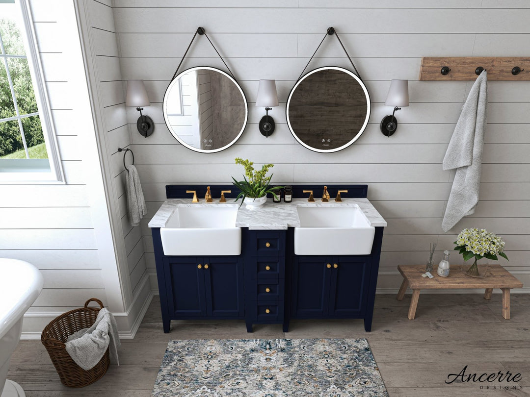Adeline Farmhouse Vanity with Carrara Marble Top & Apron Sink