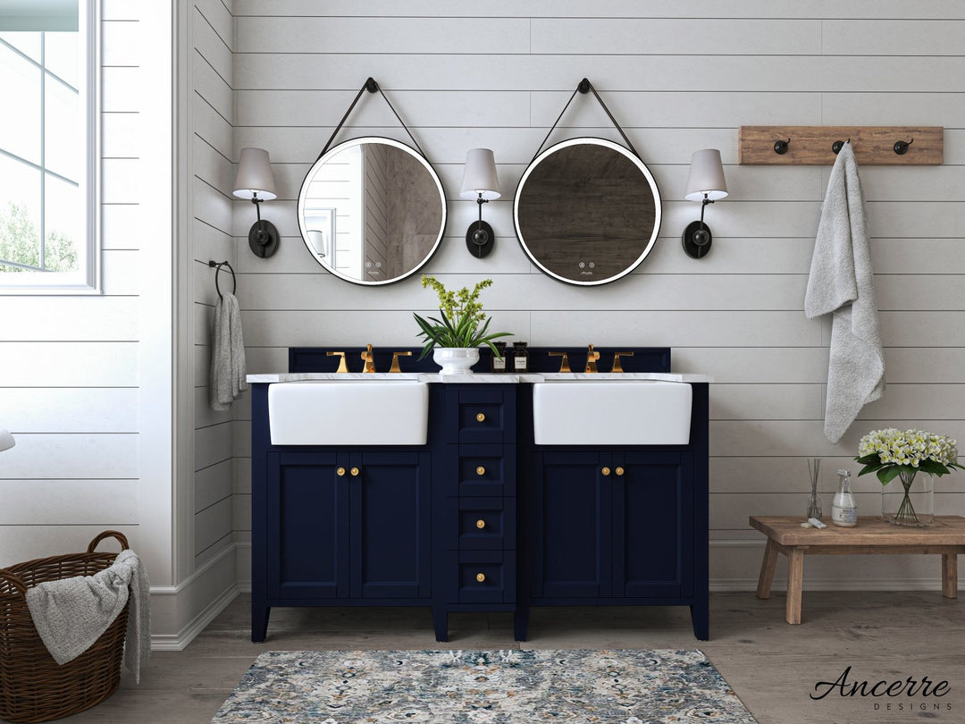 Adeline Farmhouse Vanity with Carrara Marble Top & Apron Sink