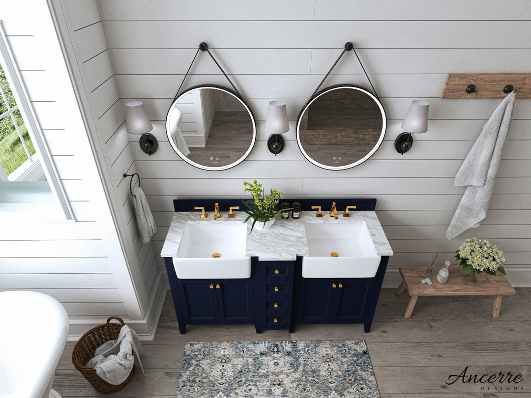 Adeline Farmhouse Vanity with Carrara Marble Top & Apron Sink